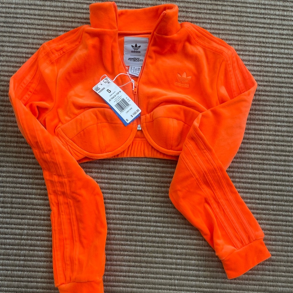 NWT Adidas Jeremy Scott Velour
Cropped Full Zip Track Top Women
Small Orange